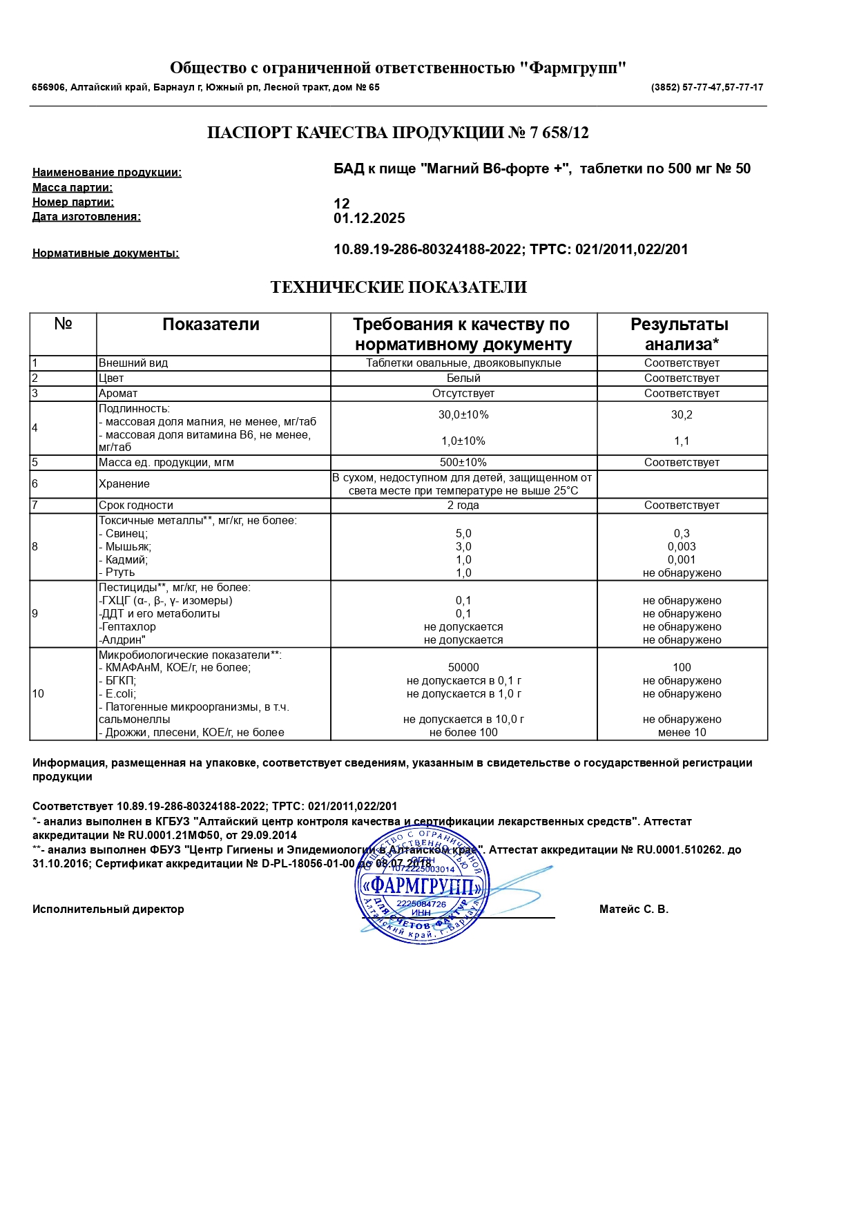 Паспорт №122025